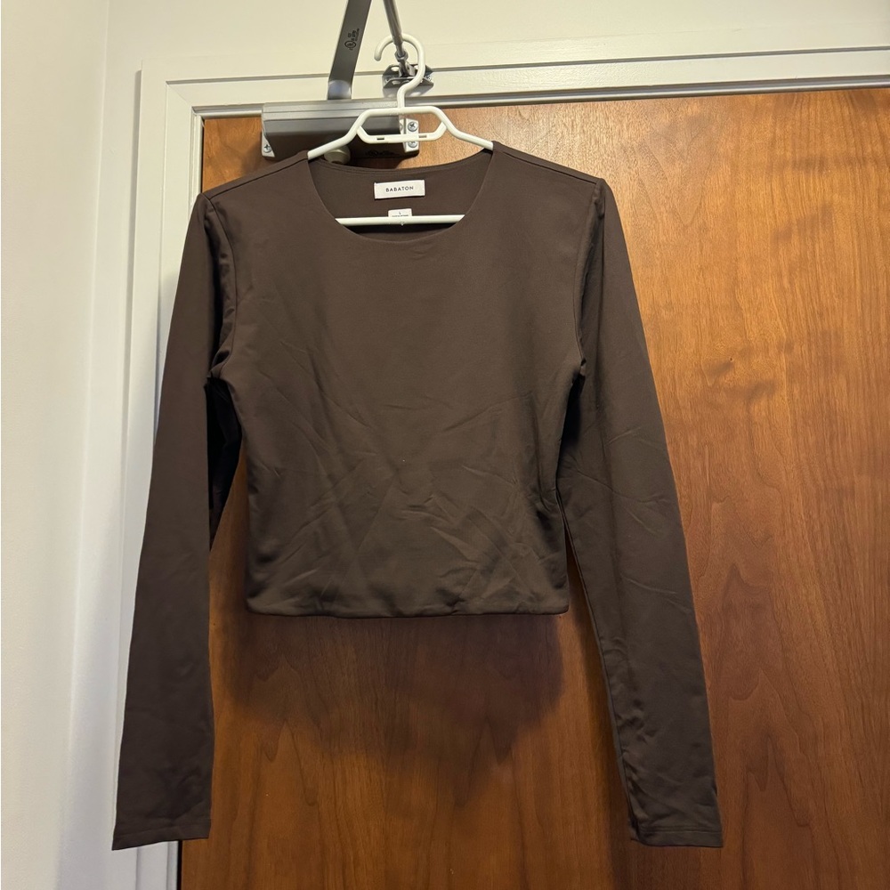 Brown Babaton Long Sleeve Contour Top